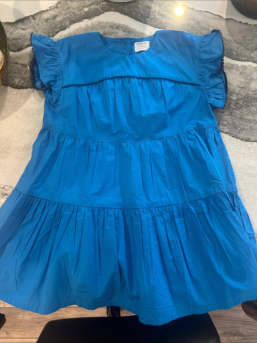 NWT Crewcuts Electric Blue Girls' Ruffle-Trim Dress, Size 6
